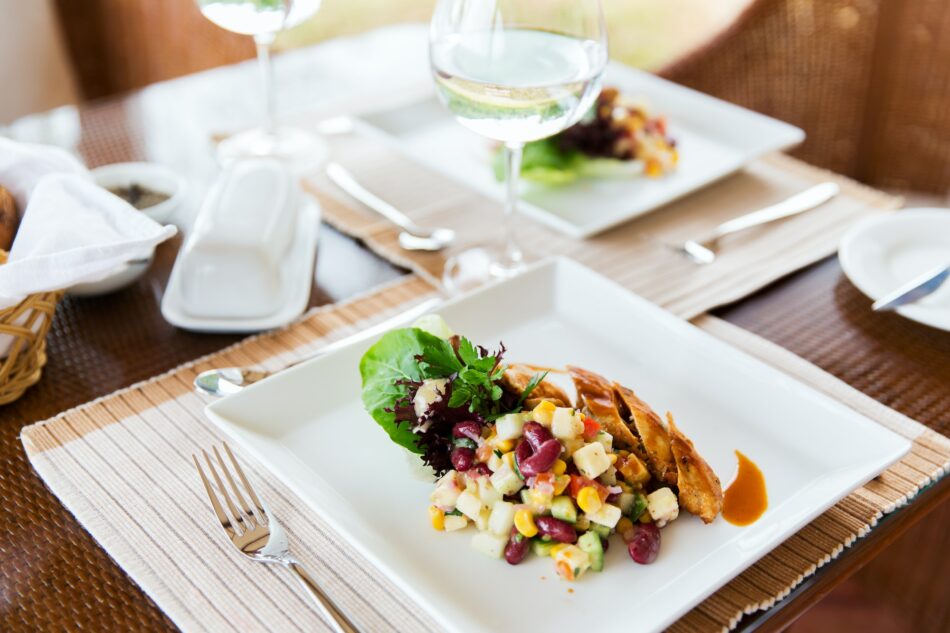 close up of food on plate at restaurant