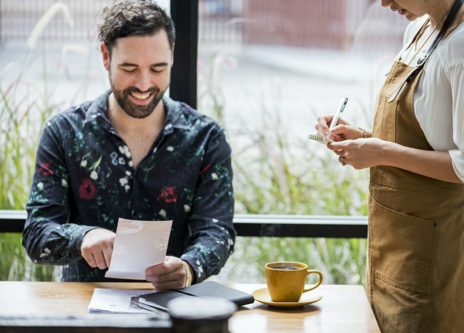 Man ordering food at the restaurant